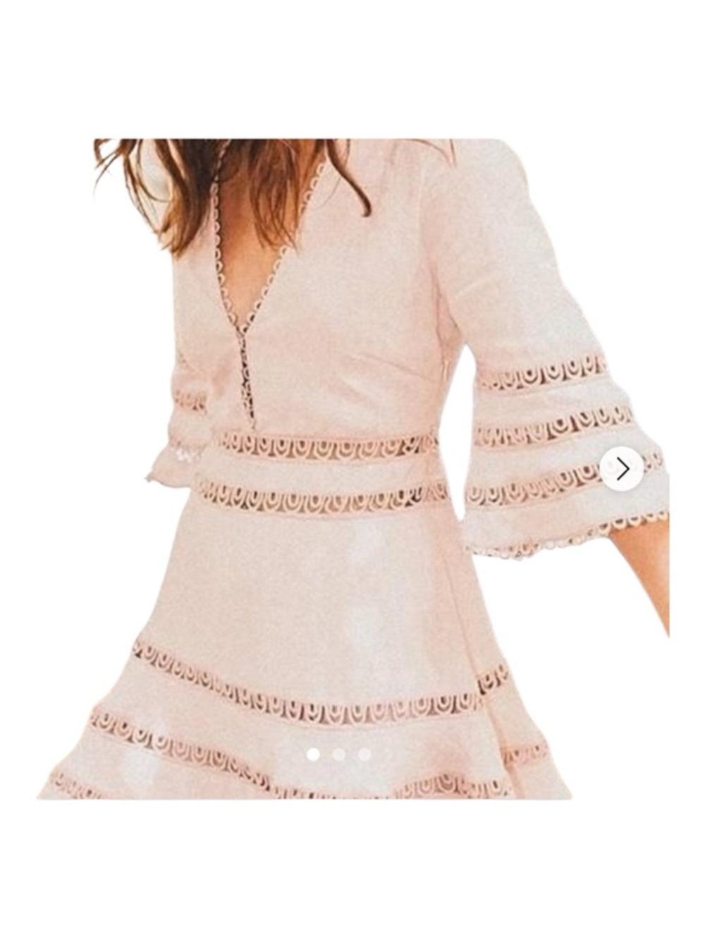 Light Blush Lace-Trim Fit & Flare Dress Saylor